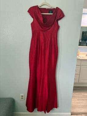 Black Halo Red Cowl Neck Maxi Dress